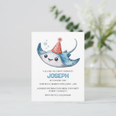 Stingray Birthday Party Einladung Pool Postkarte (Stehend Vorderseite)