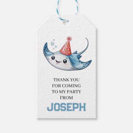 Stingray Birthday Party Geschenkanhänger (Vorderseite)