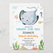 Stingray birthday party invitation einladung (Vorne/Hinten)