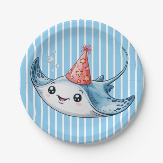 Stingray Birthday Party Pappteller (Vorderseite)