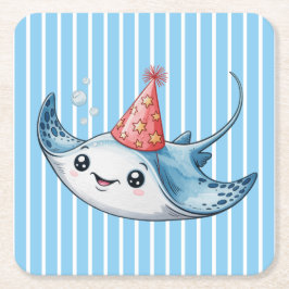 Stingray Birthday Party Rechteckiger Pappuntersetzer