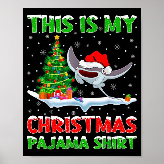 Stingray Fish Xmas Tree Lights This Is My Christma Poster (Vorne)