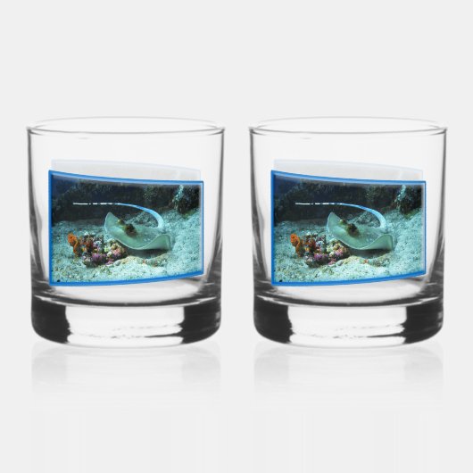 Stingray in motion - fotografisches Design | Whiskyglas (Vorderseite)