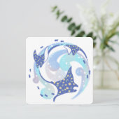 Stingray in Ocean Illustration Einladung (Stehend Vorderseite)