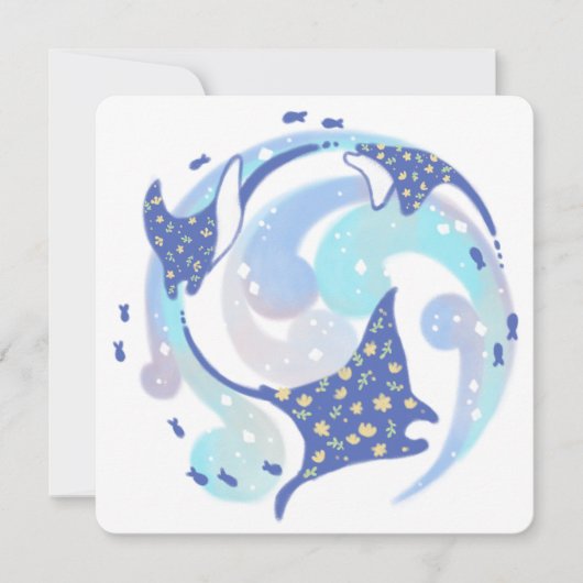 Stingray in Ocean Illustration Einladung (Vorderseite)