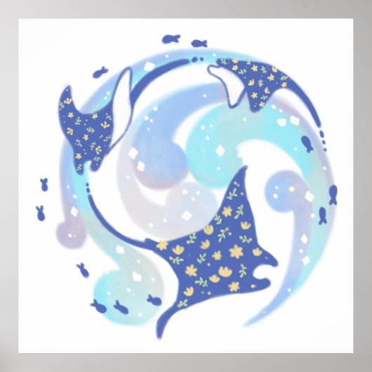 Stingray in Ocean Illustration Poster (Vorne)