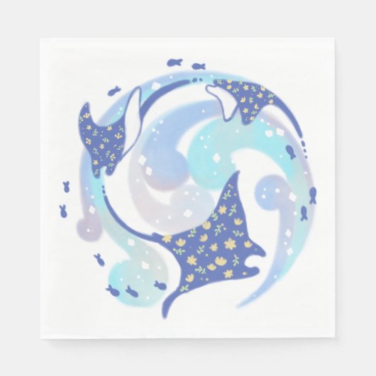 Stingray in Ocean Illustration Serviette (Vorderseite)