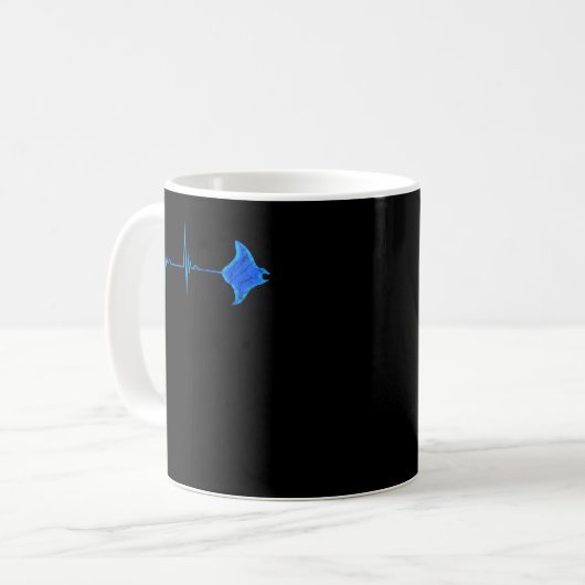 Stingray Manta Ray Heartbeat EKG Pulseline Sea Lif Kaffeetasse (Vorderseite Links)