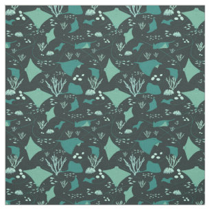 Stingray Manta Rays Blue Ocean Muster Stoff
