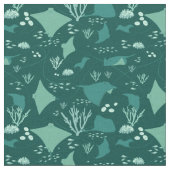Stingray Manta Rays Blue Underwater Pattern Stoff (Nahaufnahme)