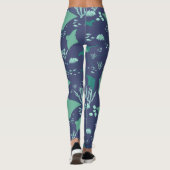 Stingray Marine Sea Life Deep Blue Pattern Leggings (Rückseite)