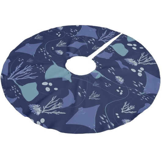 Stingray Underwater Blue Christmas Polyester Weihnachtsbaumdecke (Schrägansicht)