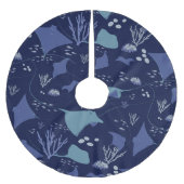 Stingray Underwater Blue Christmas Polyester Weihnachtsbaumdecke (Vorderseite)