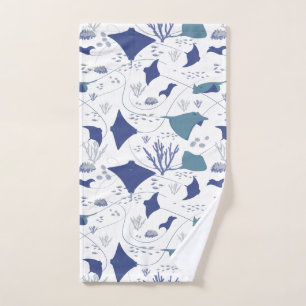 Stingrochen Aquatic Wildlife Blue und White Handtuch