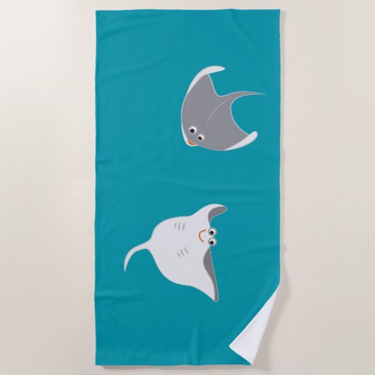 Stingrochen-Cartoon Strandtuch (Vorderseite)