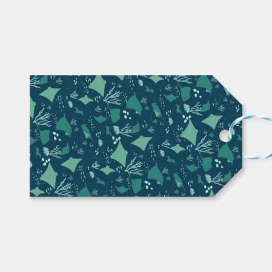 Stingrochen und Manta Rays Marine Wildlife Pattern Geschenkanhänger (Vorderseite (Horizontal))