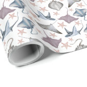 Stingrochen und Starfish Wrapping Paper Geschenkpapier (Rolleneckpunkt)