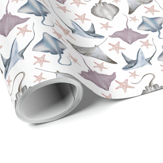 Stingrochen und Starfish Wrapping Paper Geschenkpapier (Rolleneckpunkt)