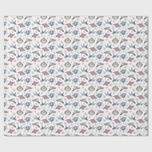 Stingrochen und Starfish Wrapping Paper Geschenkpapier (Flach)