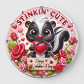 Stinkin Cute Skunk Valentine Große Wanduhr (Vorderseite)