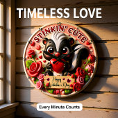 Stinkin Cute Skunk Valentine Große Wanduhr