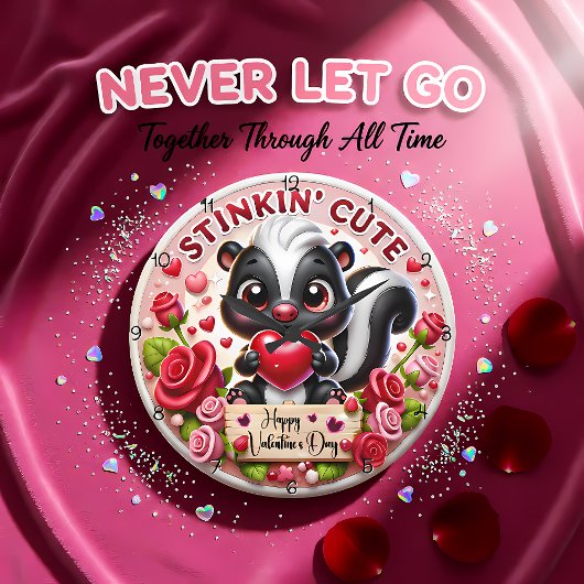Stinkin Cute Skunk Valentine Große Wanduhr