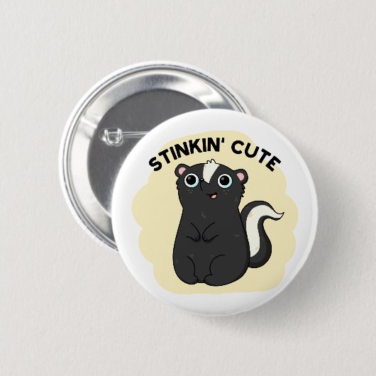 Stinkin Funny Adorable Skunk Pun Button (Vorne & Hinten)
