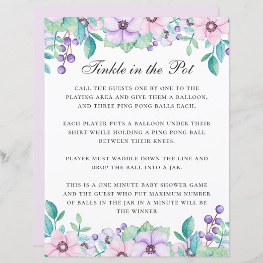 Stinkle im Topf. Lila Blütenbaby-Duschspiel (Vorne/Hinten)