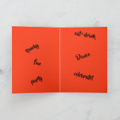 Stinktier-Halloween-Party in einem Sodashop Feiertagskarte (Innenseite)