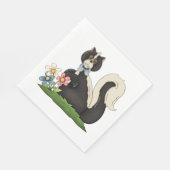 Stinktier mit Blumen Serviette (Ecke)