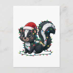 Stinktier-Weihnachtsmannhut Weihnachtsbeleuchtung  Feiertagspostkarte