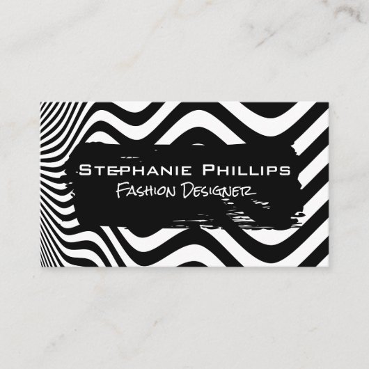 Stipe Waves | Schwarz und Weiß Visitenkarte (Vorderseite)