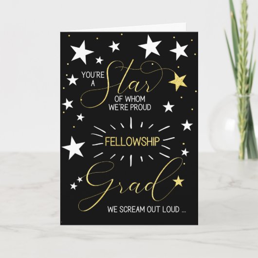 Stipendiat Black Gold Stars Typografie Karte (Vorderseite)