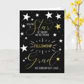 Stipendiat Black Gold Stars Typografie Karte (Gelbe Blume)