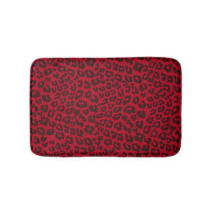 Stippled Cranberry Red Leopard Print Badematte