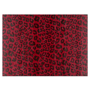 Stippled Cranberry Red Leopard Print Schneidebrett
