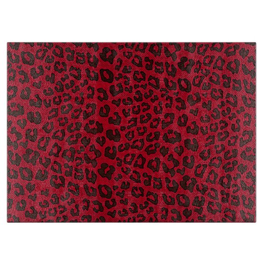 Stippled Cranberry Red Leopard Print Schneidebrett (Vorderseite)