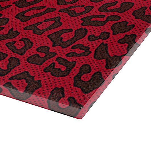 Stippled Cranberry Red Leopard Print Schneidebrett (Ecke)