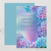 Stippled Lavender Hydrangea Watercolor Gold Frame Einladung (Vorne/Hinten)