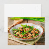 Stir Fried Asparagus mit Pilzen Feiertagspostkarte (Vorne/Hinten)