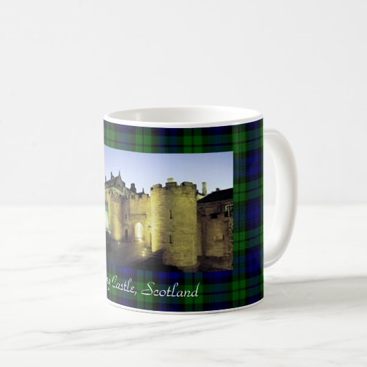 Stirling Castle Illuminated Tartan Border Kaffeetasse (VorderseiteRechts)