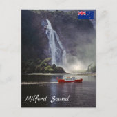 Stirling fällt in Milford Sound - Neuseeland Postkarte (Vorderseite)