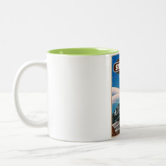 Stirling Scotland Vintages Zugplakat. Zweifarbige Tasse (Links)