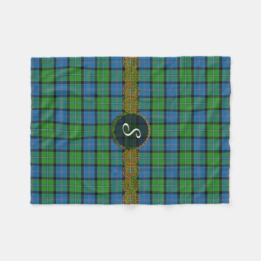 Stirling Tartan und Monogramm Fleecedecke (Vorderseite (Horizontal))