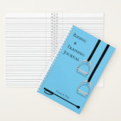 Stirrup Irons & Riding Crop Blue Medium Reittier Notizblock (Innen)