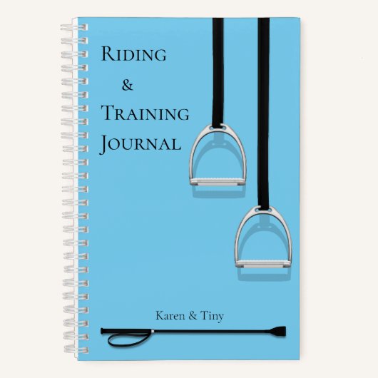 Stirrup Irons & Riding Crop Blue Medium Reittier Notizblock (Vorderseite)