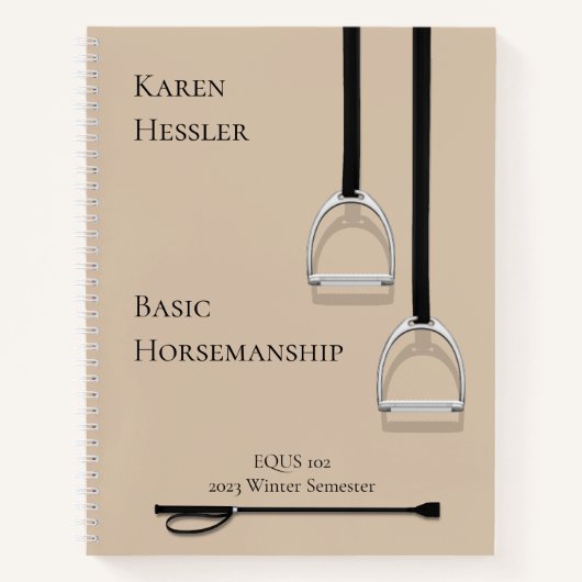 Stirrup Irons & Riding Crop Latte Brown 8,5x11 Notizblock (Vorderseite)