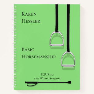 Stirrup Irons & Riding Crop Lime Green 8.5x11 Notizblock