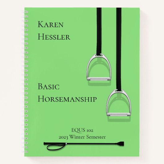 Stirrup Irons & Riding Crop Lime Green 8.5x11 Notizblock (Vorderseite)