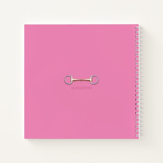 Stirrup Irons & Riding Crop Pink Square Reittier Notizblock (Rückseite)